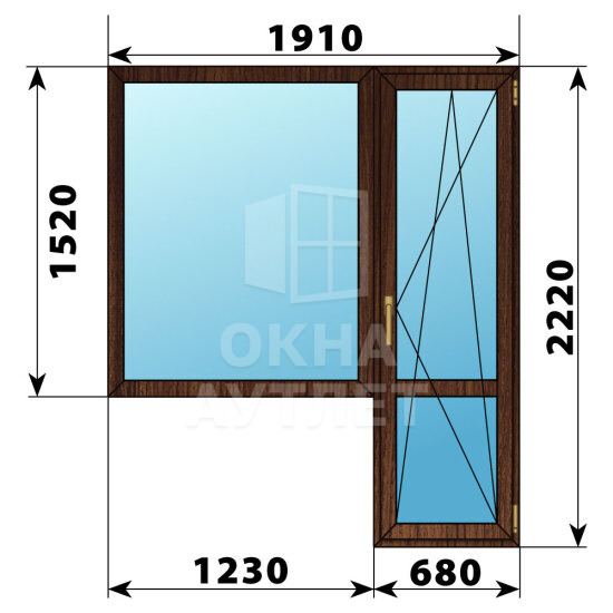 Балконный блок из дуба 1910×2220 Тип 4 ОА-52997