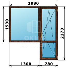 Балконный блок из дуба 2080×2270 Тип 4 ОА-53087