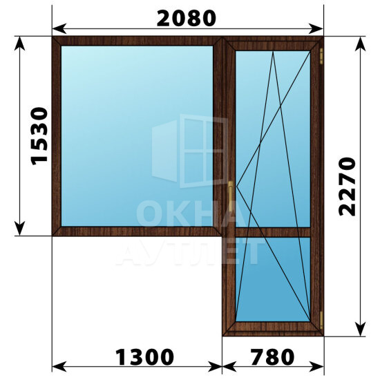 Балконный блок из дуба 2080×2270 Тип 4 ОА-53087