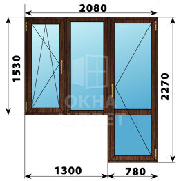 Балконный блок из дуба 2080×2270 Тип 5 ОА-53276