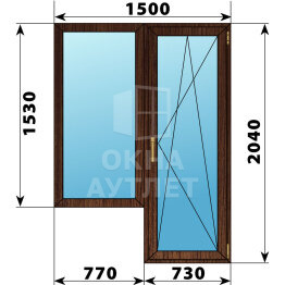 Балконный блок из дуба 1500×2040 Тип 6 ОА-52784