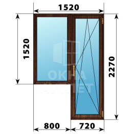 Балконный блок из дуба 1520×2270 Тип 6 ОА-52883