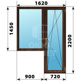 Балконный блок из дуба 1620×2200 Тип 6 ОА-52868