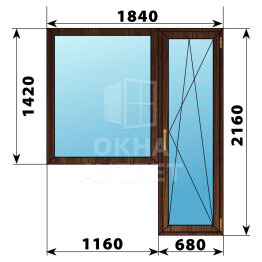 Балконный блок из дуба 1840×2160 Тип 6 ОА-52823