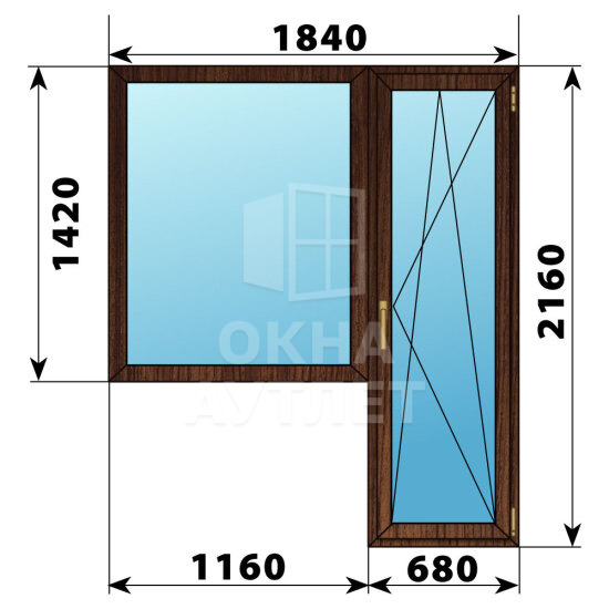 Балконный блок из дуба 1840×2160 Тип 6 ОА-52823