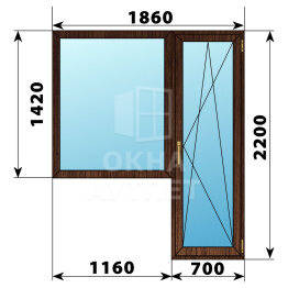 Балконный блок из дуба 1860×2200 Тип 6 ОА-52934