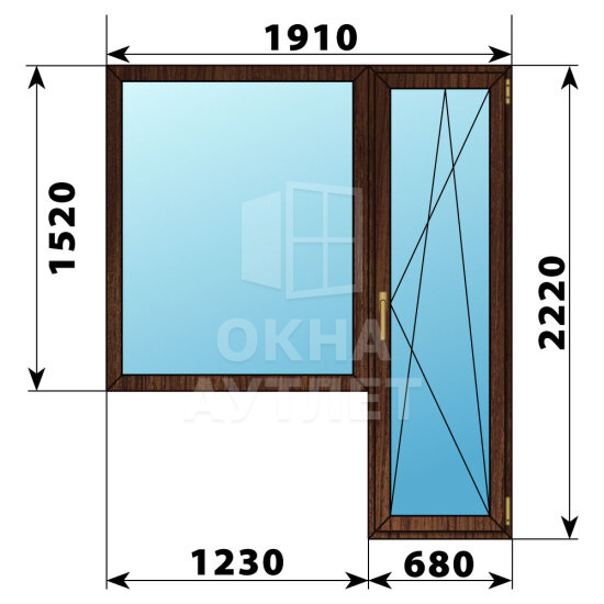 Балконный блок из дуба 1910×2220 Тип 6 ОА-52961
