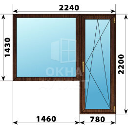 Балконный блок из дуба 2240×2200 Тип 6 ОА-53063