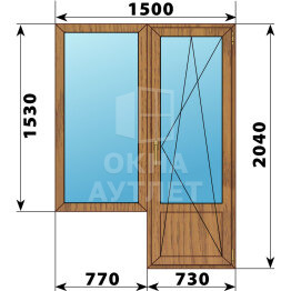 Балконный блок из лиственницы 1500×2040 Тип 1 ОА-52430
