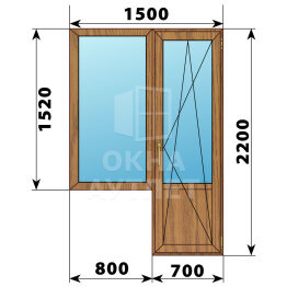 Балконный блок из лиственницы 1500×2200 Тип 1 ОА-52457