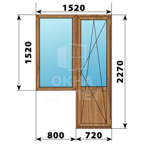 Балконный блок из лиственницы 1520×2270 Тип 1 ОА-52469