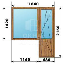 Балконный блок из лиственницы 1840×2160 Тип 1 ОА-52484