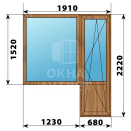 Балконный блок из лиственницы 1910×2220 Тип 1 ОА-52532