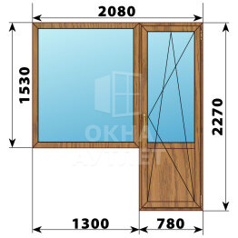 Балконный блок из лиственницы 2080×2270 Тип 1 ОА-52628