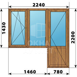 Балконный блок из лиственницы 2240×2200 Тип 2 ОА-52259