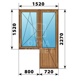 Балконный блок из лиственницы 1520×2270 Тип 3 ОА-52661