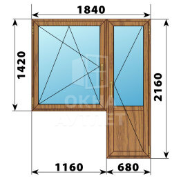 Балконный блок из лиственницы 1840×2160 Тип 3 ОА-52697