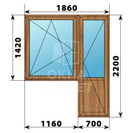 Балконный блок из лиственницы 1860×2200 Тип 3 ОА-52706