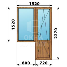 Балконный блок из лиственницы 1520×2270 Тип 4 ОА-52454