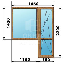 Балконный блок из лиственницы 1860×2200 Тип 4 ОА-52472
