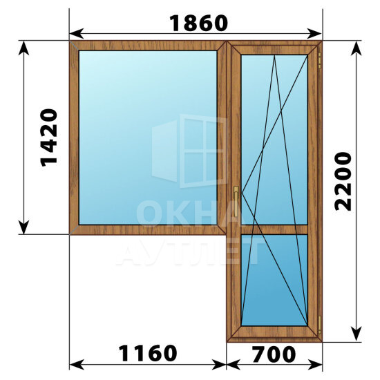 Балконный блок из лиственницы 1860×2200 Тип 4 ОА-52472