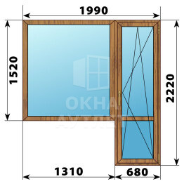 Балконный блок из лиственницы 1990×2220 Тип 4 ОА-52514