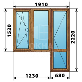 Балконный блок из лиственницы 1910×2220 Тип 5 ОА-52808