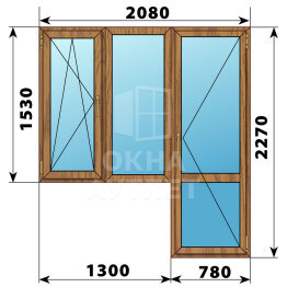 Балконный блок из лиственницы 2080×2270 Тип 5 ОА-52901