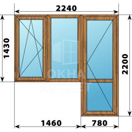 Балконный блок из лиственницы 2240×2200 Тип 5 ОА-52895