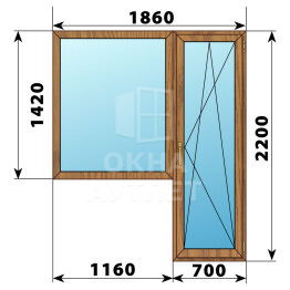 Балконный блок из лиственницы 1860×2200 Тип 6 ОА-52460