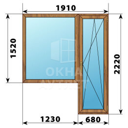 Балконный блок из лиственницы 1910×2220 Тип 6 ОА-52475