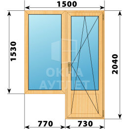 Балконный блок из сосны 1500×2040 Тип 1 ОА-52292