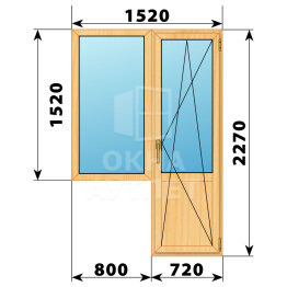 Балконный блок из сосны 1520×2270 Тип 1 ОА-52316