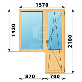 Балконный блок из сосны 1570×2180 Тип 1 ОА-52301