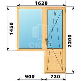 Балконный блок из сосны 1620×2200 Тип 1 ОА-52313