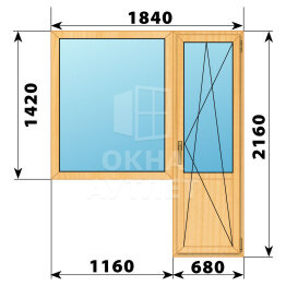 Балконный блок из сосны 1840×2160 Тип 1 ОА-52325