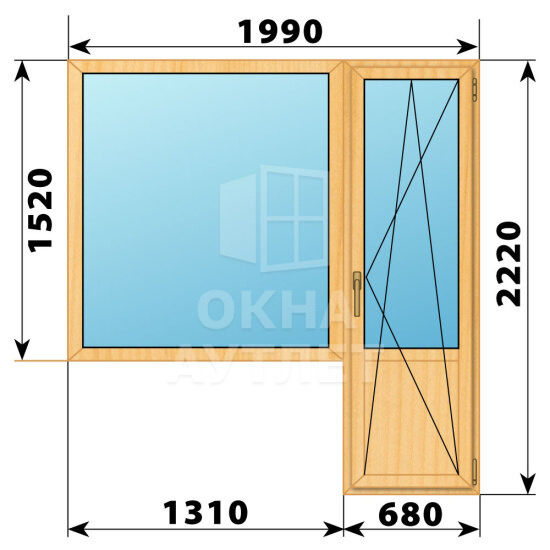 Балконный блок из сосны 1990×2220 Тип 1 ОА-52352