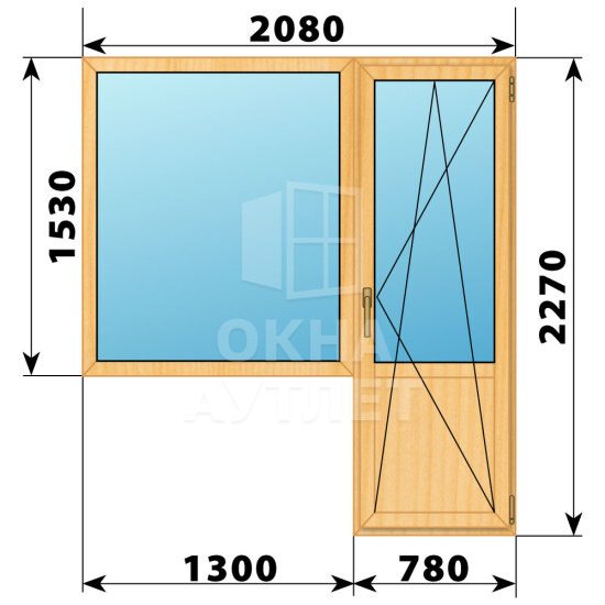 Балконный блок из сосны 2080×2270 Тип 1 ОА-52403