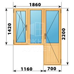 Балконный блок из сосны 1860×2200 Тип 2 ОА-52541