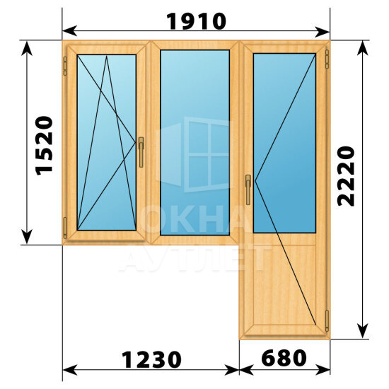 Балконный блок из сосны 1910×2220 Тип 2 ОА-52580