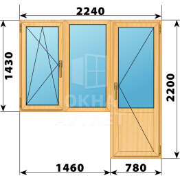 Балконный блок из сосны 2240×2200 Тип 2 ОА-52646