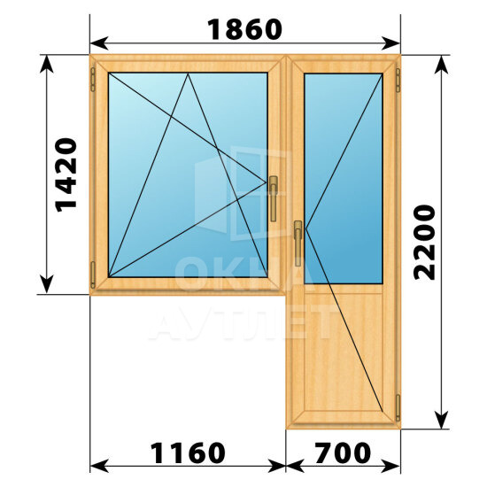 Балконный блок из сосны 1860×2200 Тип 3 ОА-52478