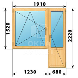 Балконный блок из сосны 1910×2220 Тип 3 ОА-52496