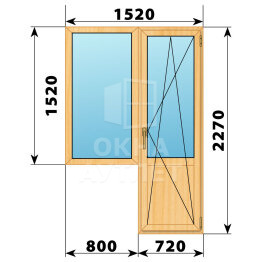 Балконный блок из сосны 1520×2270 Тип 4 ОА-52304