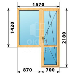 Балконный блок из сосны 1570×2180 Тип 4 ОА-52283