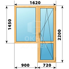 Балконный блок из сосны 1620×2200 Тип 4 ОА-52298