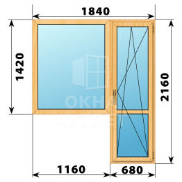 Балконный блок из сосны 1840×2160 Тип 4 ОА-52286