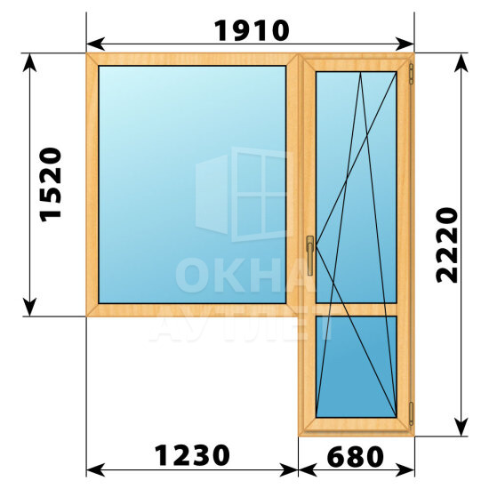 Балконный блок из сосны 1910×2220 Тип 4 ОА-52334