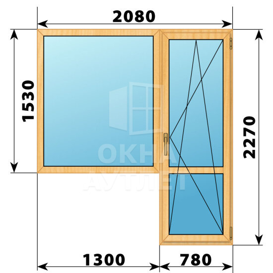 Балконный блок из сосны 2080×2270 Тип 4 ОА-52367