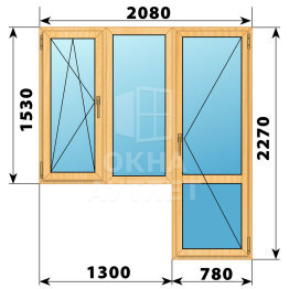 Балконный блок из сосны 2080×2270 Тип 5 ОА-52631